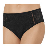 Palma bikinislip kleur zwart met borduursel gecombineerd