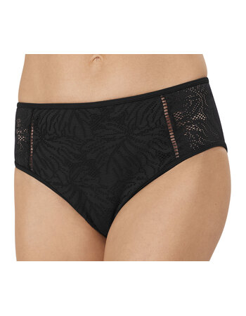 Palma bikinislip kleur zwart met borduursel gecombineerd