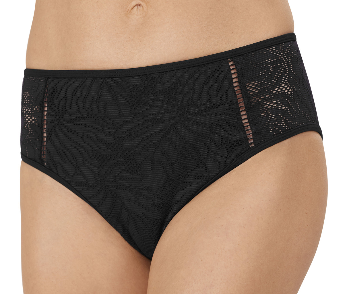 Palma bikinislip kleur zwart met borduursel gecombineerd