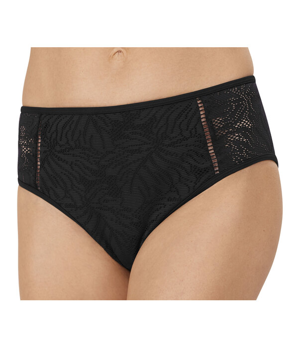 Palma bikinislip kleur zwart met borduursel gecombineerd