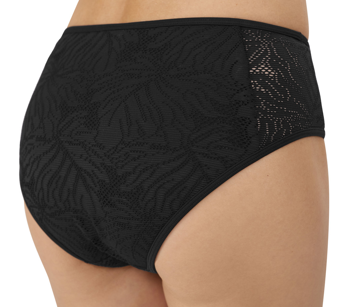 Palma bikinislip kleur zwart met borduursel gecombineerd