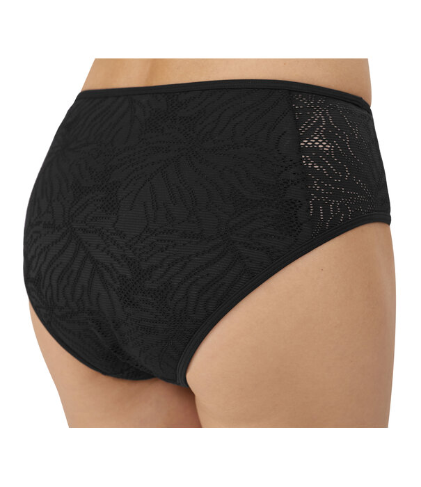 Palma bikinislip kleur zwart met borduursel gecombineerd