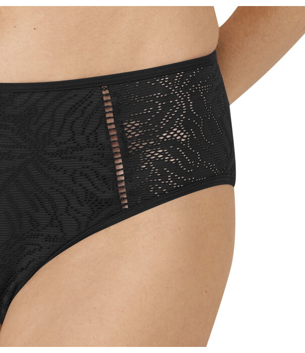 Palma bikinislip kleur zwart met borduursel gecombineerd