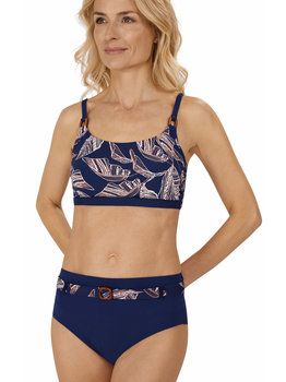 Lanzarote prothese bikinitop in bandeau model zonder beugel kleur navy met print