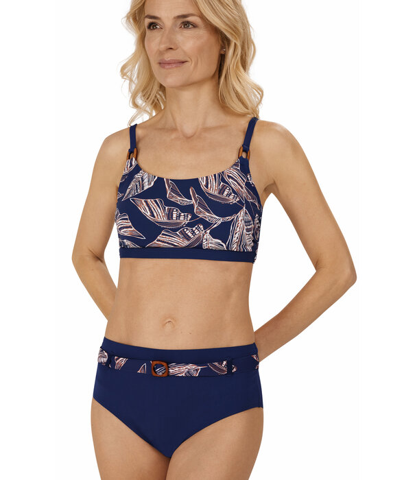 Amoena  Lanzarote prothese bikinitop in bandeau model zonder beugel kleur navy met print