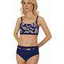 Lanzarote prothese bikinitop in bandeau model zonder beugel kleur navy met print