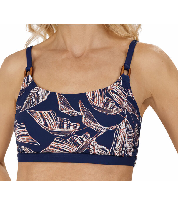 Amoena  Lanzarote prothese bikinitop in bandeau model zonder beugel kleur navy met print