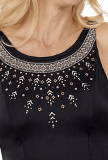 Mykonos hooggesloten prothese badpak zonder beugel, licht voorgevormd kleur zwart metgeografische print aan bovenrand