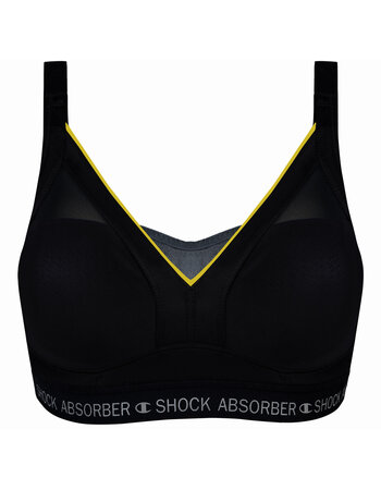 Active Shaped Support Sport- Bh zonder beugel & vaste padding kleur zwart-bies geel