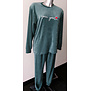 Dila velours dames pyjama/huispak de kleur groen maat M