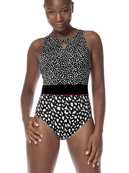 Amoena  Amoena hooggesloten Amoena Manila prothese badpak – zwart‑wit print