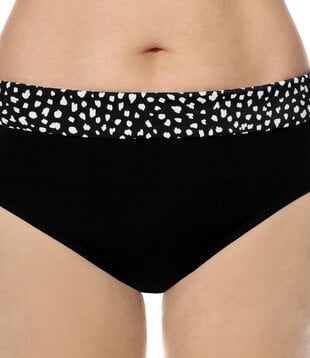 Amoena Manila hoge bikinislip met omslag – zwart/wit