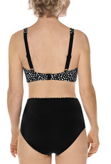 Manila hooggesloten prothese bikinitop zonder beugel, kleur zwart met witte animal print