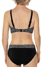 Manila hooggesloten prothese bikinitop zonder beugel, kleur zwart met witte animal print