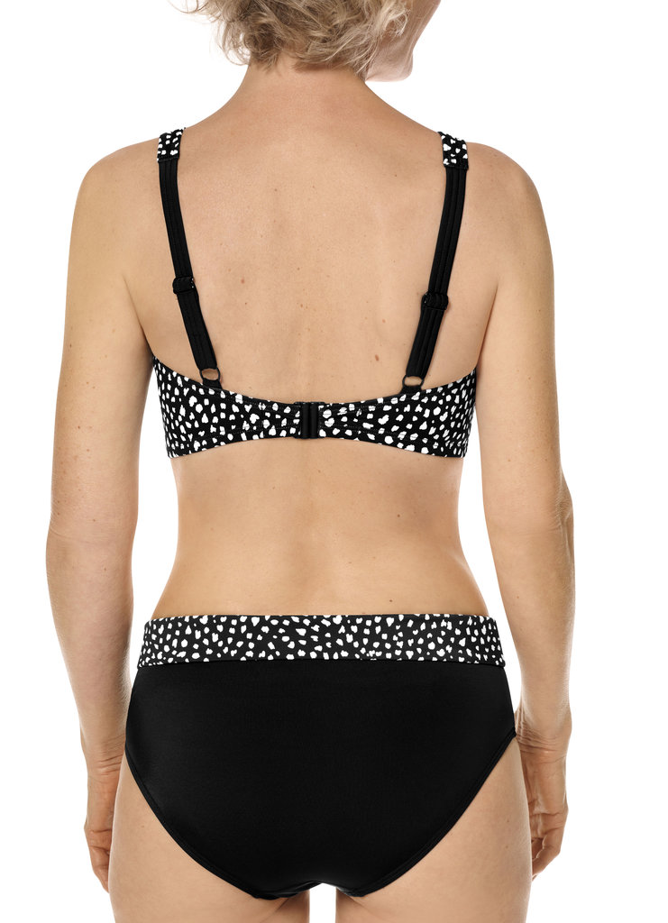 Manila hooggesloten prothese bikinitop zonder beugel, kleur zwart met witte animal print