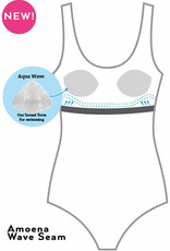 Amoena Lanzarote prothese bikinitop in bandeau model zonder beugel kleur navy met print