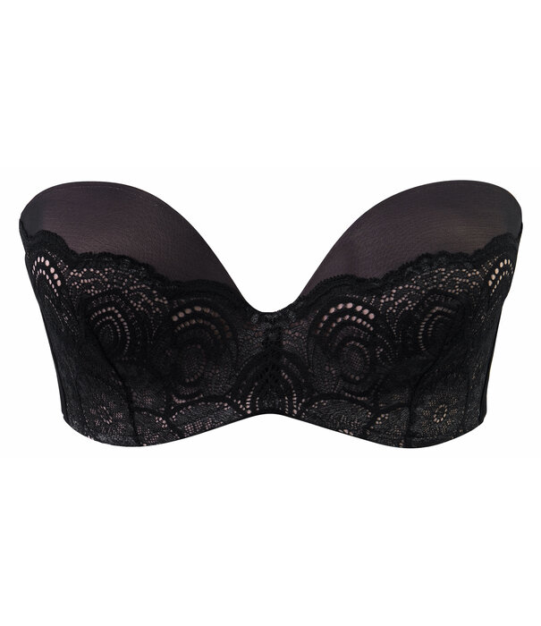 Wonderbra Wonderbra New Ultimate Glamorous Lace strapless Bh kleur zwart of pearl beige