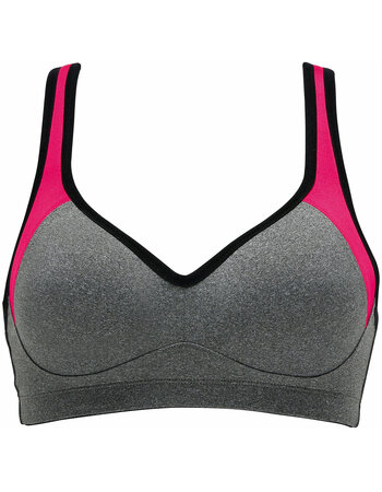 Sport Bh zonder beugel & voorgevormde cup kleur grijs met bies pink
