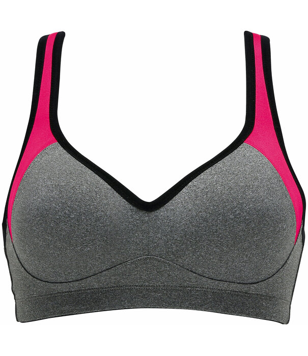 Naturana Sport Bh zonder beugel & voorgevormde cup kleur grijs met bies pink