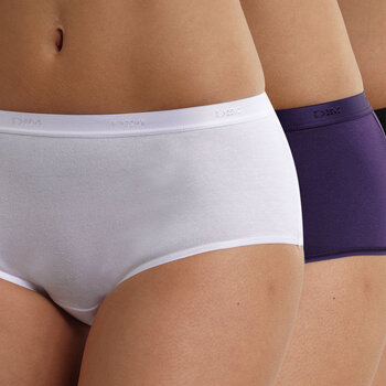 Dim EcoDim coton stretch boxershort drie delig in basis kleuren wit, zwart & aubergine