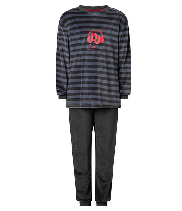 Lunatex Outfitter Manu Velours Jongenspyjama – Grijs of Navy Gestreept