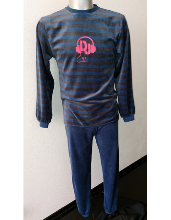 Outfitter Manu Velours Jongenspyjama – Grijs of Navy Gestreept