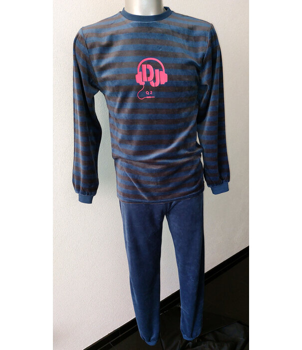 Lunatex Outfitter Manu Velours Jongenspyjama – Grijs of Navy Gestreept