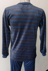 Lunatex Outfitter Manu velours jongenspyjama grijs gestreept of navy gestreept de mt 128 t/m 152