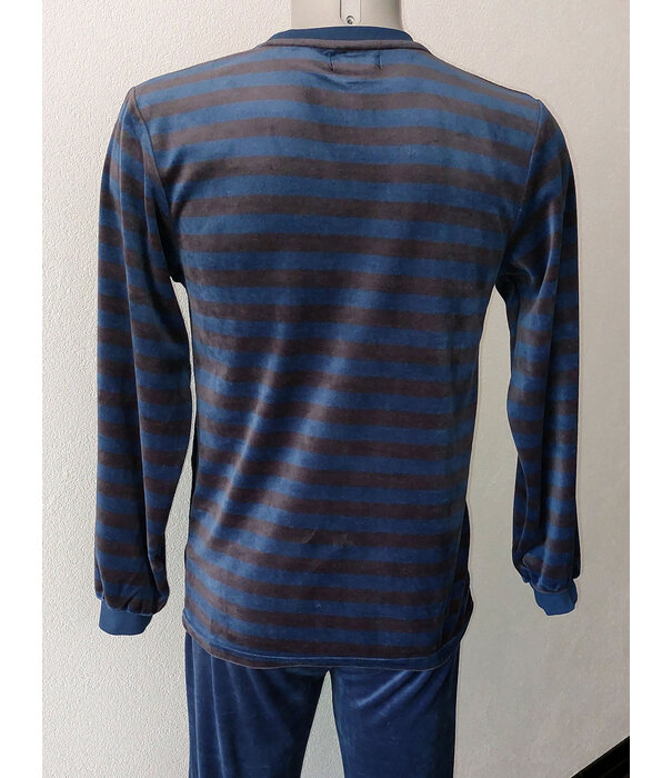 Lunatex Outfitter Manu Velours Jongenspyjama – Grijs of Navy Gestreept