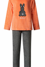 Lunatex Cocodream Ayse dames Fleece huispak kleur corail met grijs melee gecombineerd mt M t/m XXL