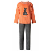 Cocodream Ayse dames Fleece huispak kleur corail met grijs melee gecombineerd mt M t/m XXL
