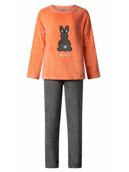 Lunatex Cocodream Ayse dames Fleece huispak kleur corail met grijs melee gecombineerd mt M t/m XXL