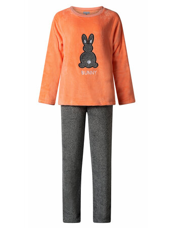 Cocodream Ayse dames Fleece huispak kleur corail met grijs melee gecombineerd mt M t/m XXL