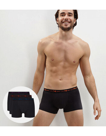 Dim Cotton Stretch 3 delig boxershortset kleur zwart- band oranje-blauw-purple