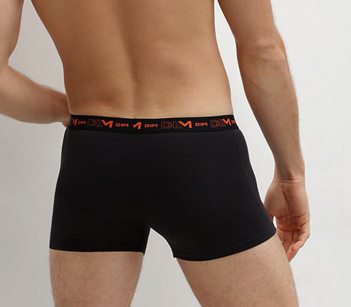 Dim  Cotton Stretch 3 delig boxershortset kleur zwart- band oranje-blauw-purple