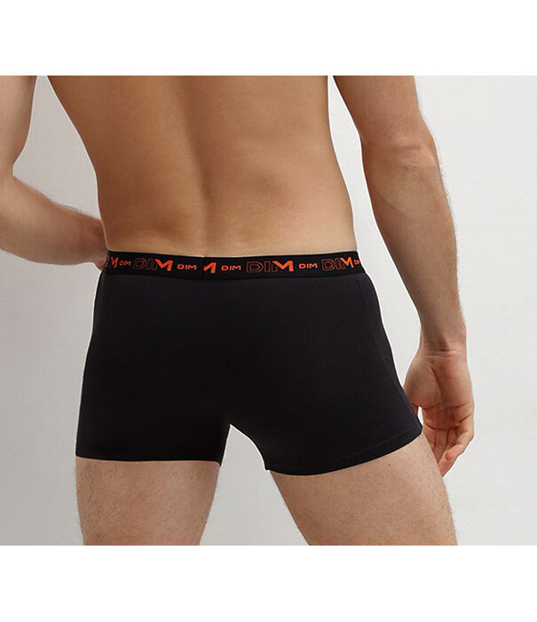 Dim  Cotton Stretch 3 delig boxershortset kleur zwart- band oranje-blauw-purple