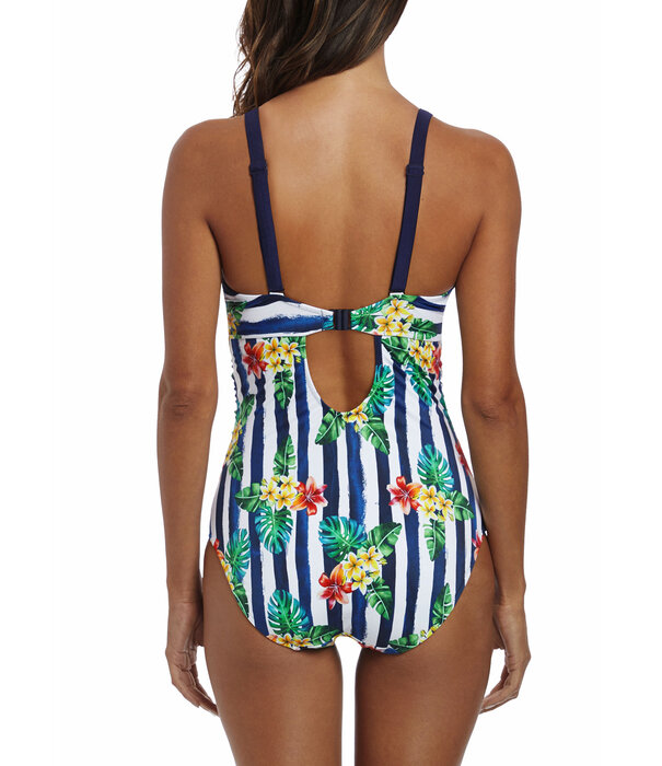 Fantasie Fantasie Porto badpak met beugel wit met print bloem & streepprint marineblauw gecombineerd mt E80