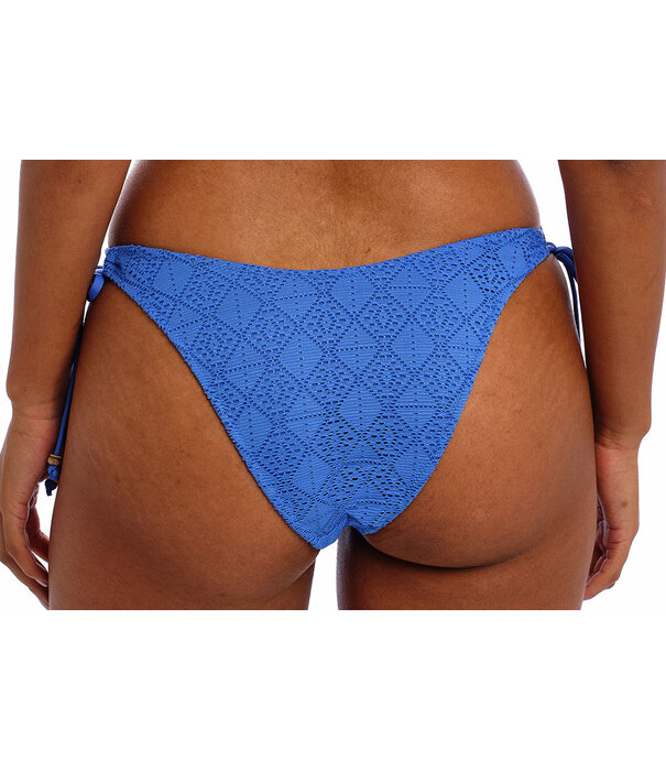 Freya Freya Nomad Nights heup model bikinibroekje  met sierstrikjes kleur atlantic blue