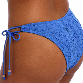 Nomad Nights heup model bikinibroekje  met sierstrikjes kleur atlantic blue