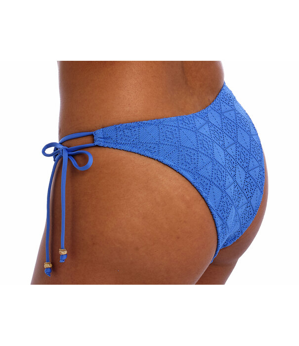 Freya Freya Nomad Nights heup model bikinibroekje  met sierstrikjes kleur atlantic blue
