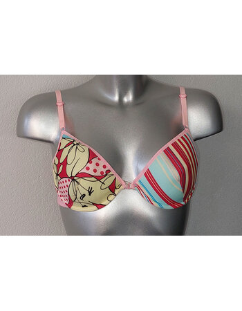 Surpriced Bh met beugel  mt B80 roze print of B75 kleur rood met print