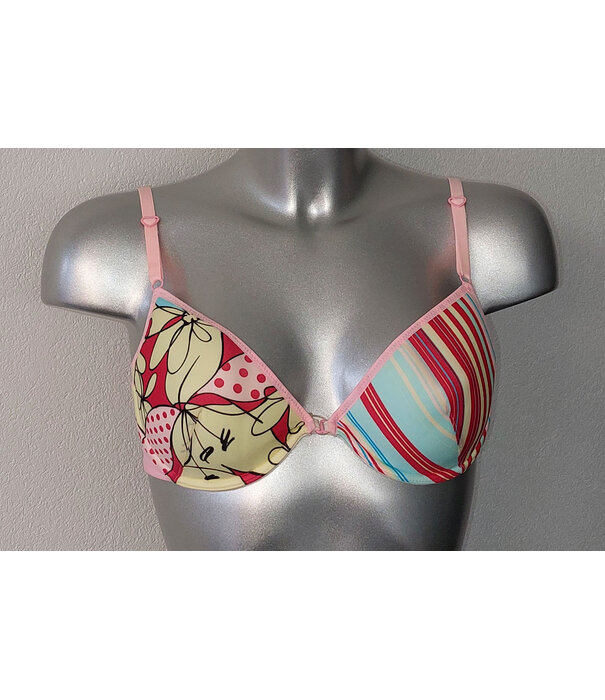 Dim  Surpriced Bh met beuge mt B80 roze print of B75 kleur rood met print