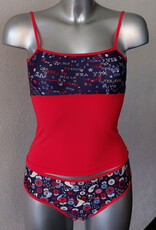 Dim  Surpriced microfaser Top voor tienergirl, te dragen aan zowel voor als achterkant, kleur roze met print of rood met print