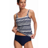 Susa Pacific prothese tankinitop zonder beugel & bikinislip, kleur nachtblauw met print wit