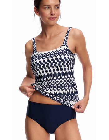 Susa Pacific prothese tankinitop zonder beugel & bikinislip, kleur nachtblauw met print wit