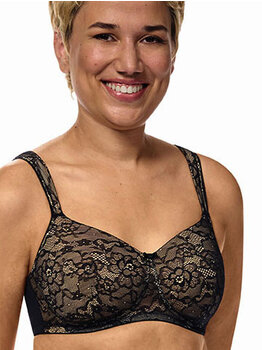 Camilla prothese Bh, zonder beugel, licht voorgevormde cup, zwart. mt AA70 t/m D95