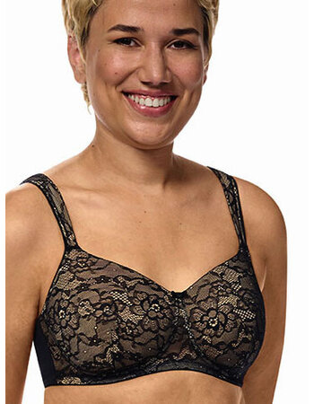 Camilla prothese Bh, zonder beugel, licht voorgevormde cup, zwart. mt AA70 t/m D95