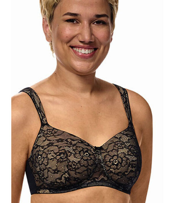 Camilla prothese Bh, zonder beugel, licht voorgevormde cup, zwart. mt AA70 t/m D95