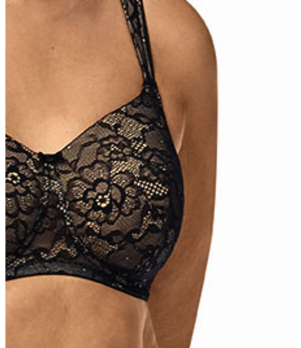 Camilla prothese Bh, zonder beugel, licht voorgevormde cup, zwart. mt AA70 t/m D95