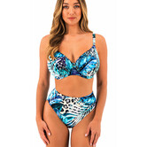 Fantasie Kabini Oasis bikinitop full Cup, kleur aqua blauw print jungle blad